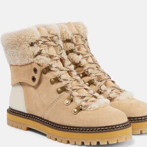 SEE BY CHLOÉ Eileen shearling-lined suede hiking boots | Size 38